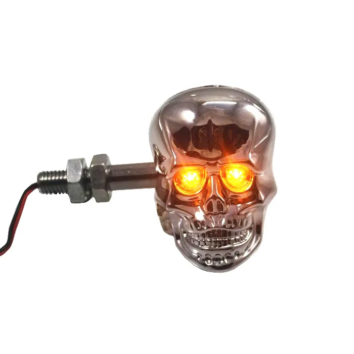 Motorcycle Skull Turn Signal Light LED Universal 10mm Bolt Motorbike Cruiser Chopper Touring Atv Scooter Offroad |