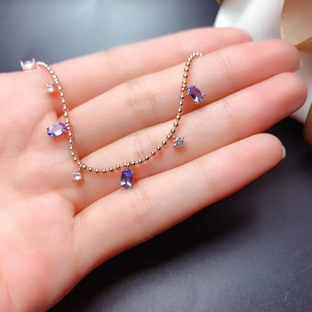 Натуральное и настоящее ожерелье из танзанита кулон стерлингового серебра 925