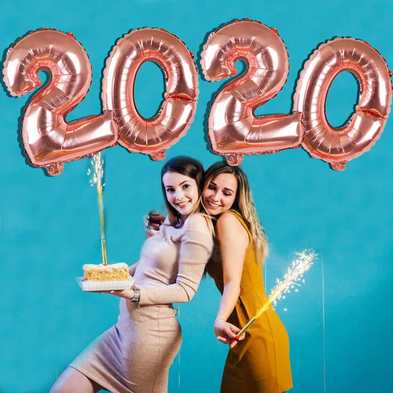 32-дюймовый новогодний воздушный шар с номером 2020 винная бутылка круглая звезда