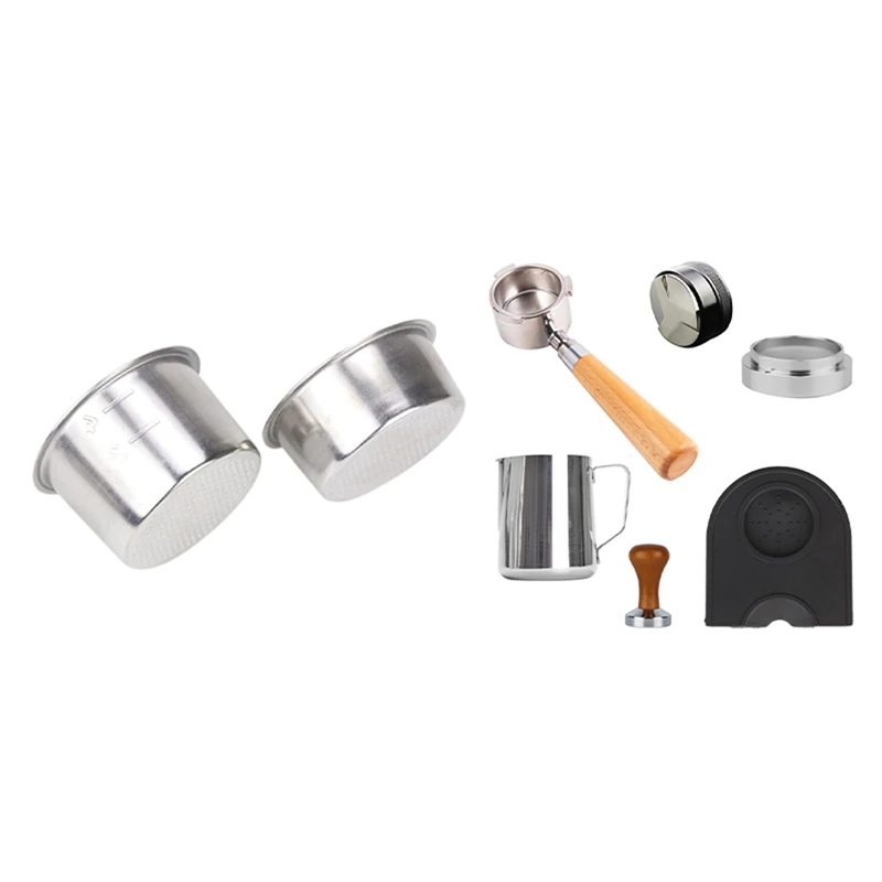 

1 Set 51mm 2/4 Cups Filter Replacement Filter Basket & 1 Set Coffee Utensil Sets Coffee Bottomless Portafilter