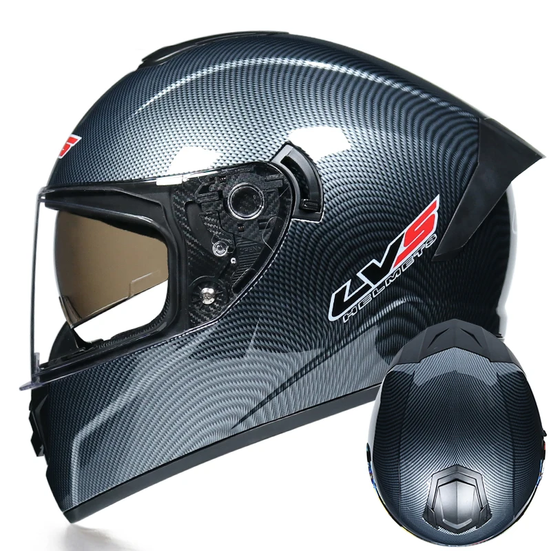 

Motorcycle Helmet Full Face Double Lens Capacete DOT Approved Sunscreen Washable Lining Silver Visor Brilliant Black Cascos