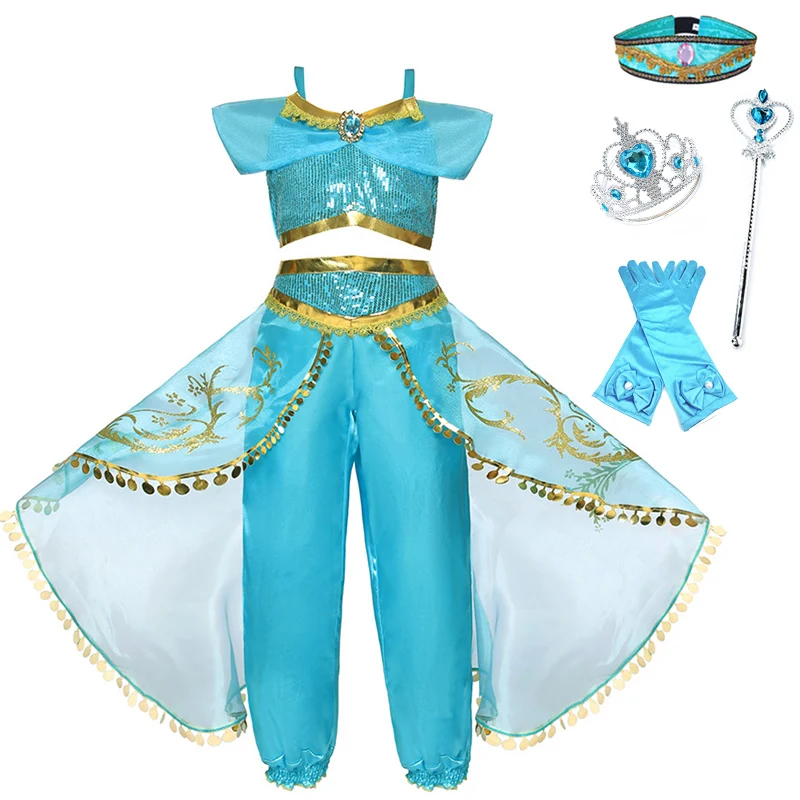 Cothes and Set-6 Jasmine/платье для девочек; Карнавальная праздничная одежда; Детский костюм принцессы; детская одежда на Рождество и День рождения; коллекция года; летняя одежда; наряд - Цвет: Cothes and Set-6
