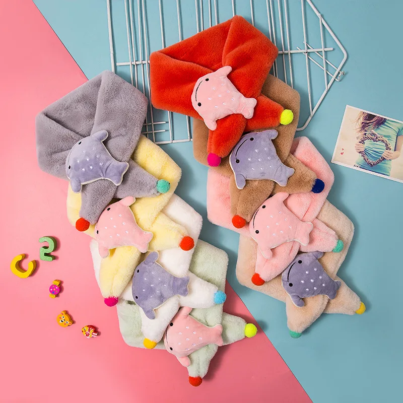 Детский Одноцветный шарф для малышей теплый с рисунком мальчиков и девочек милый