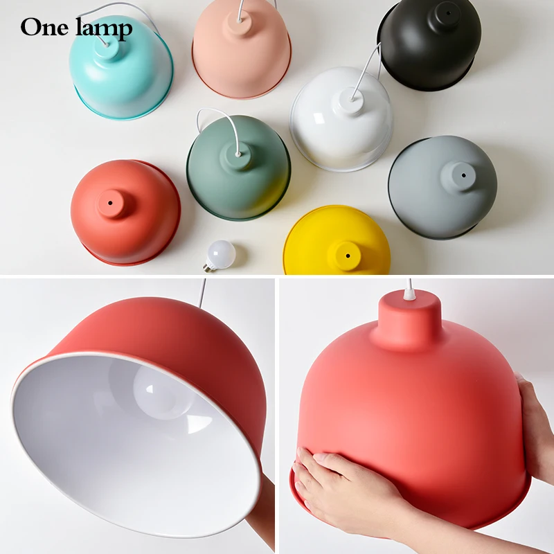 

Nordic Macaron colored dining room pendant light personality pendant lamp living room bar bedside aluminum modern pendant light