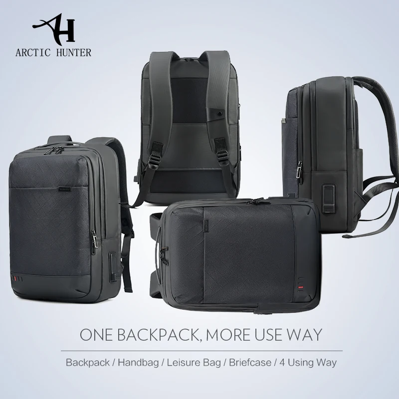 Рюкзак ARCTIC HUNTER мужской для ноутбука 17 дюймов со скрытой защитой от кражи и USB