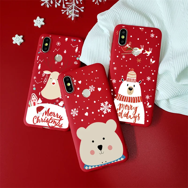 Рождественский красный матовый чехол для Xiaomi Mi 8 Lite 9 SE 9T A1 5X A2 CC9 CC9e F1 Redmi 7 4A 4X 6A 7A K20