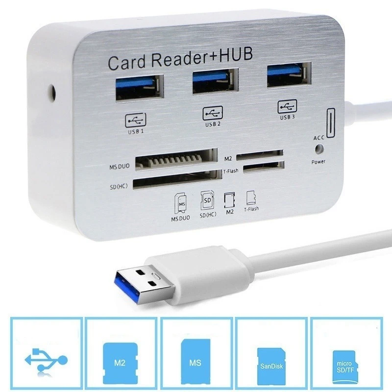 Кардридер type-C на USB внутренний 3,0 кардридер с концентратором 7 в 1 TF Sdcard Reader аксессуары для ноутбуков Multi Kaartlezer
