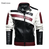 fashion top mens leather jackets autumn casual motorcycle pu jacket biker zipper leather coats patchwork overcoat clothing mens