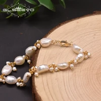 glseevo natural baroque white pearls strand bracelets for women gift handmade adjustable charm bracelet luxury jewellery gb0928