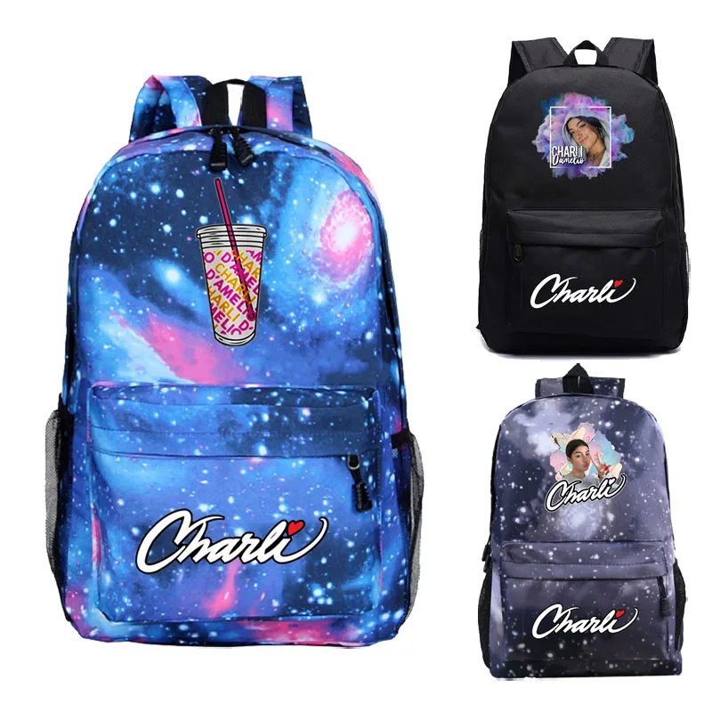 

Charli Damelio Backpack Students Girls Boys Bookbag Children Charli D'Amelio Schoolbag Women Fashion Knapsack Teens Travel Bag