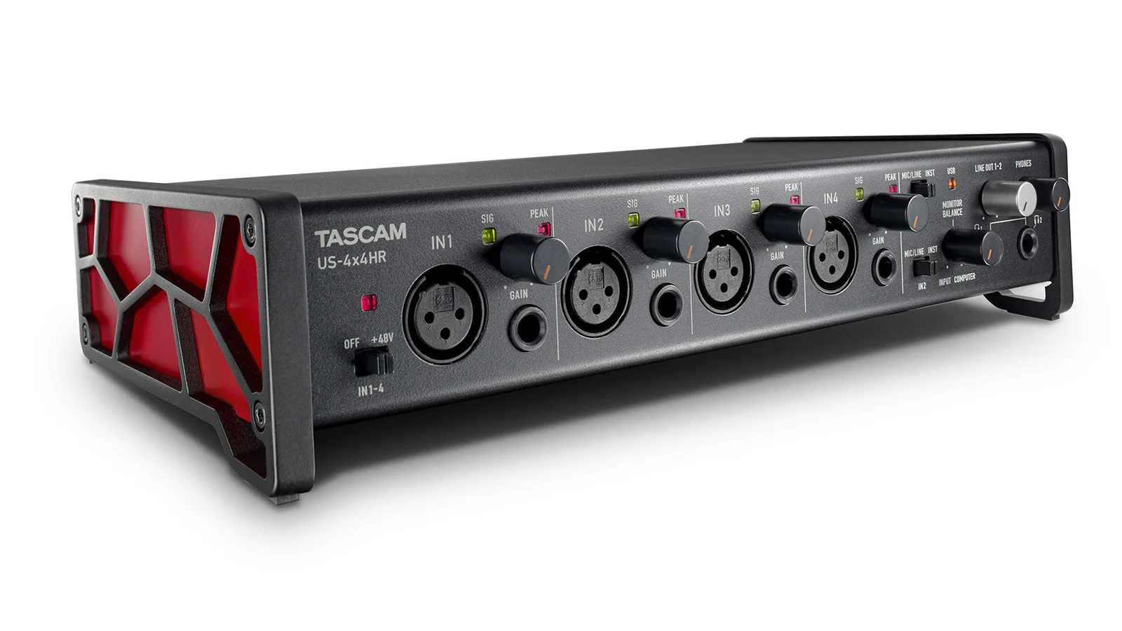 Tascam us-4x4HR Профессиональный USB аудио/MIDI интерфейс с 4 микрофонами/линейными входами