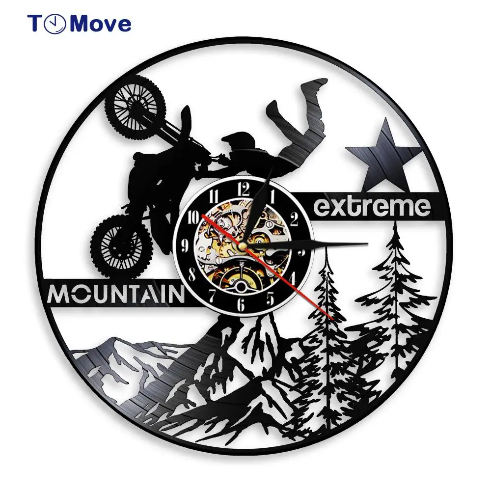 Настенные часы для экстремальных мотоциклов с виниловой пластиной настенные