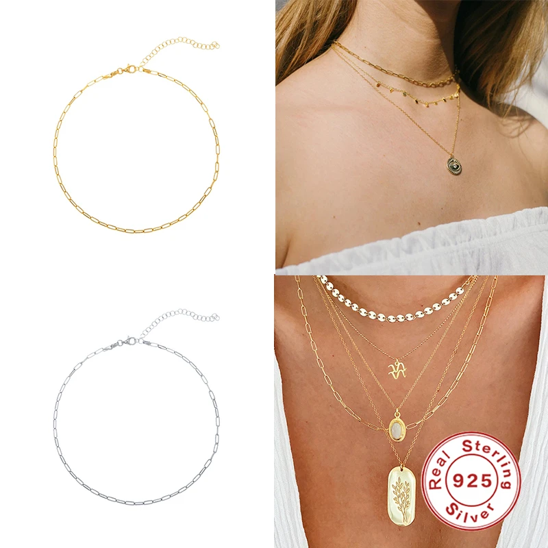 

Aide 2020 New Choker Necklaces For Women Charm Valentine's Day Fine Jewelry S925 Sterling Silver Necklaces Collar Chain Collares