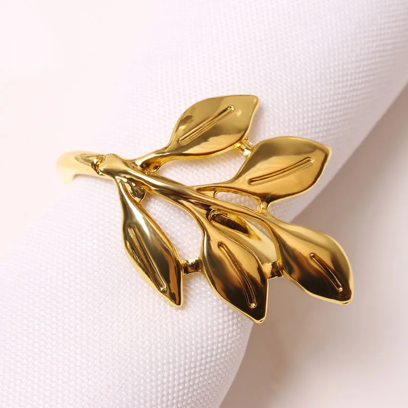 

Napkin Button Ring Leaves Shape Style Banquet Hotel Metal Wedding Party Table Decor Accessories Supplies Fashionable Beautiful