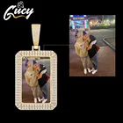 Ожерелье и подвеска GUCY с квадратным фото на заказ, теннисная цепочка 4 мм с кубическим цирконием золотого и серебряного цвета, мужская бижутерия в стиле хип-хоп