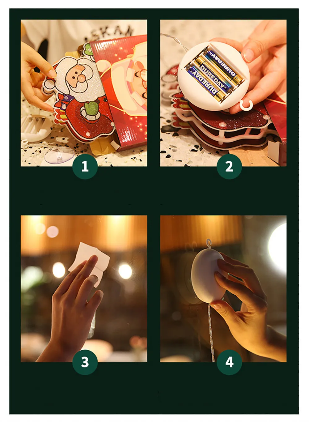 

Santa Claus Led Suction Cup Window Hanging Lights Christmas Decorative Atmosphere Scene Decor Festive Decorative Lights