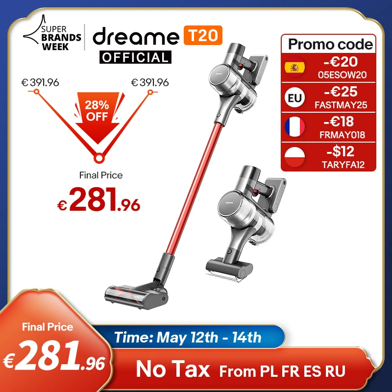 aliexpress.com - Dreame T20 Handheld Cordless Vacuum Cleaner Intelligent All-surface Brush 25kPa All In One Dust Collector Floor Carpet Aspirator