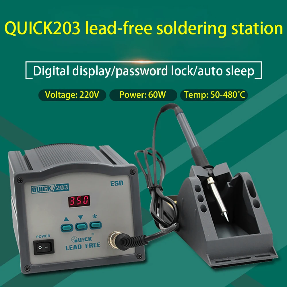 

Quick 203 Electric Welding Machine Repair Electrical Soldering Iron Digital Display Soldering Station High Frequency 60W