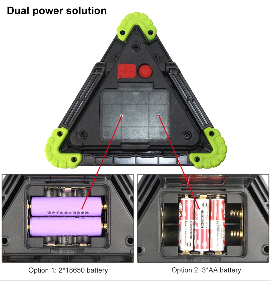 COB LED Emergency Stop Parking Warning Light Triangle Portable Standable Spotlight 1000 Lumens 4 mode choice USB Rechargeable