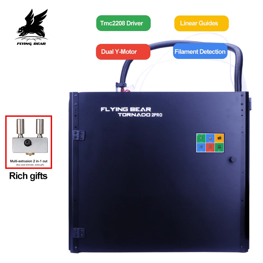 Новая версия Flyingbear Tornado 2 Pro большой 3d принтер DIY Полный металлический линейный рельс 3d Принтер Комплект прецизионный двойной экструдер