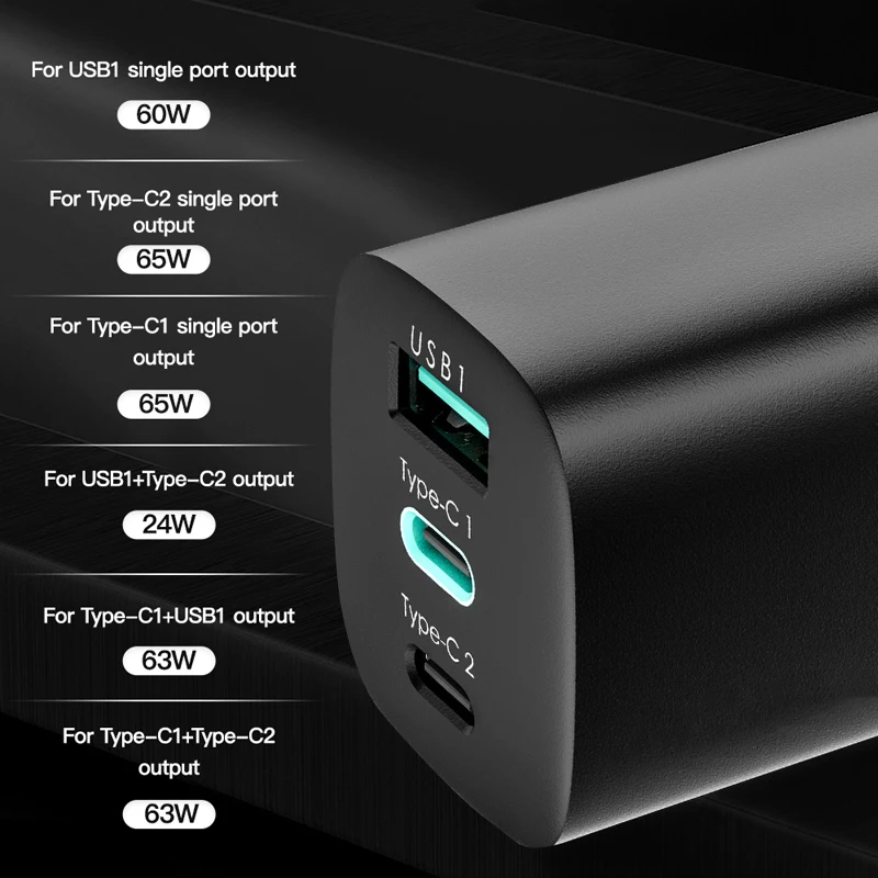 65w ган usb c настенное зарядное ус