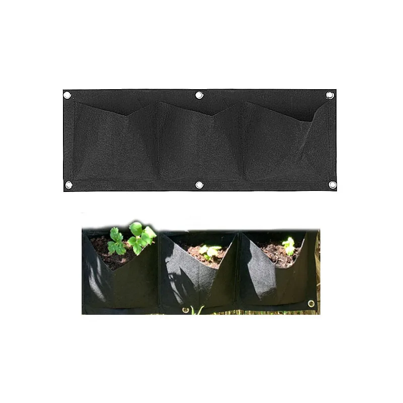 

3 Pockets vertical flowerpot Wall-mounted Planting Bag Flowers Plant Grow Pot Wall Hanging Bags Life Household Flower Pots P1