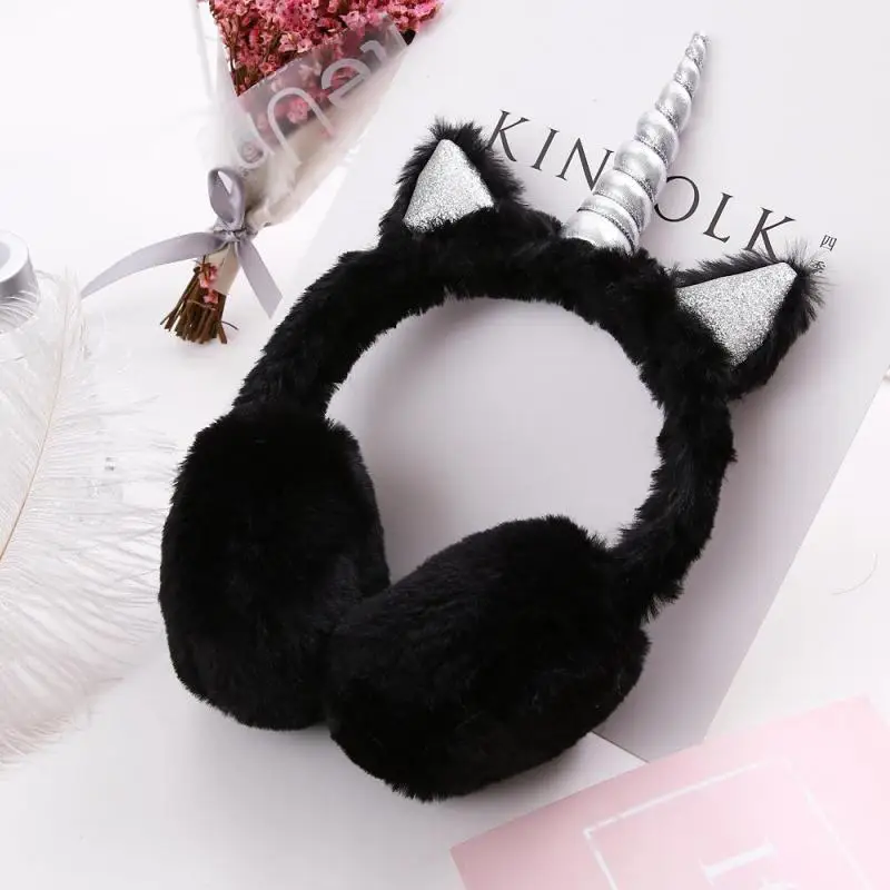 Детские наушники с ушками модные зимние милые утепленные плюшевые детские