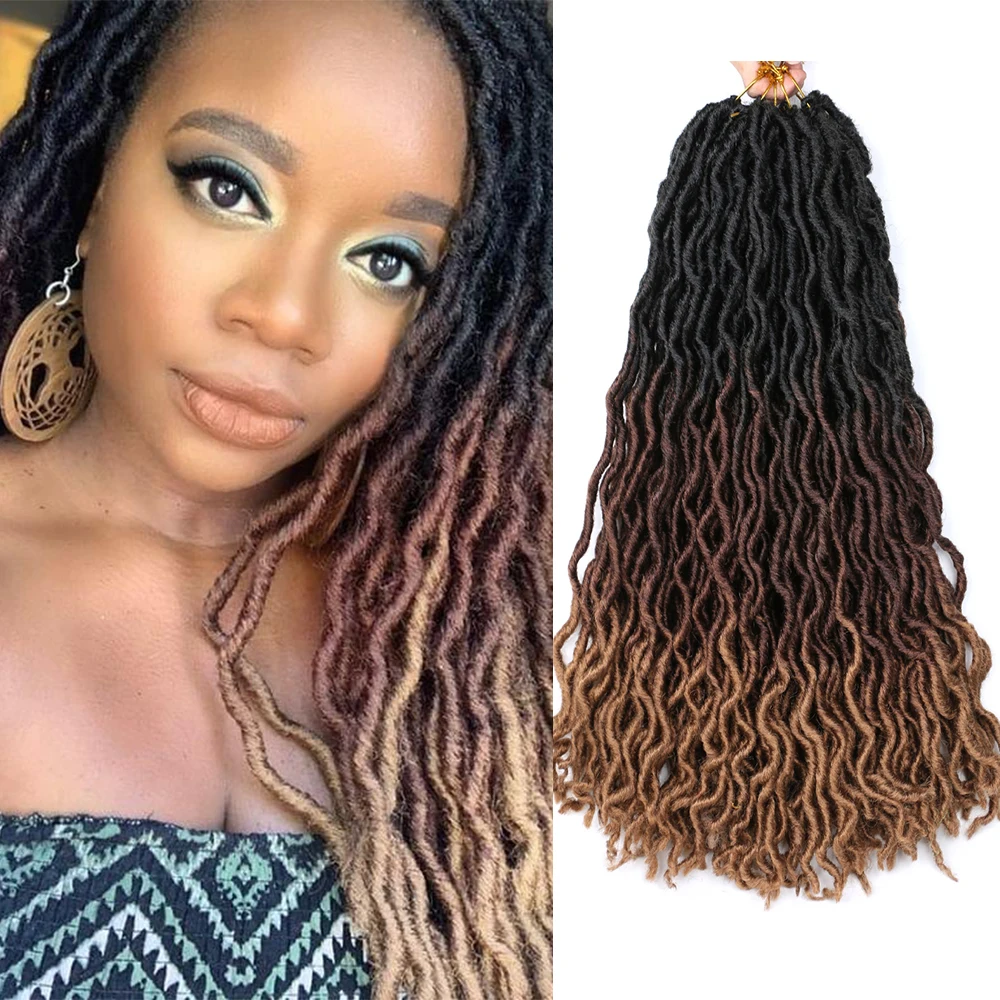 

CLong Synthetic Crochet Braided Hair Extensions Goddess Faux Locs Ombre Curly Soft Dreads Dreadlocks Hair For Braiding Hair