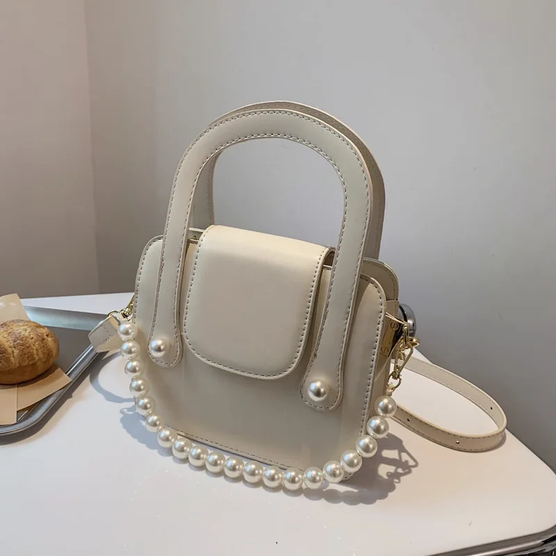 

Сумка-тоут женская кожаная, с жемчугом, элегантная, однотонная