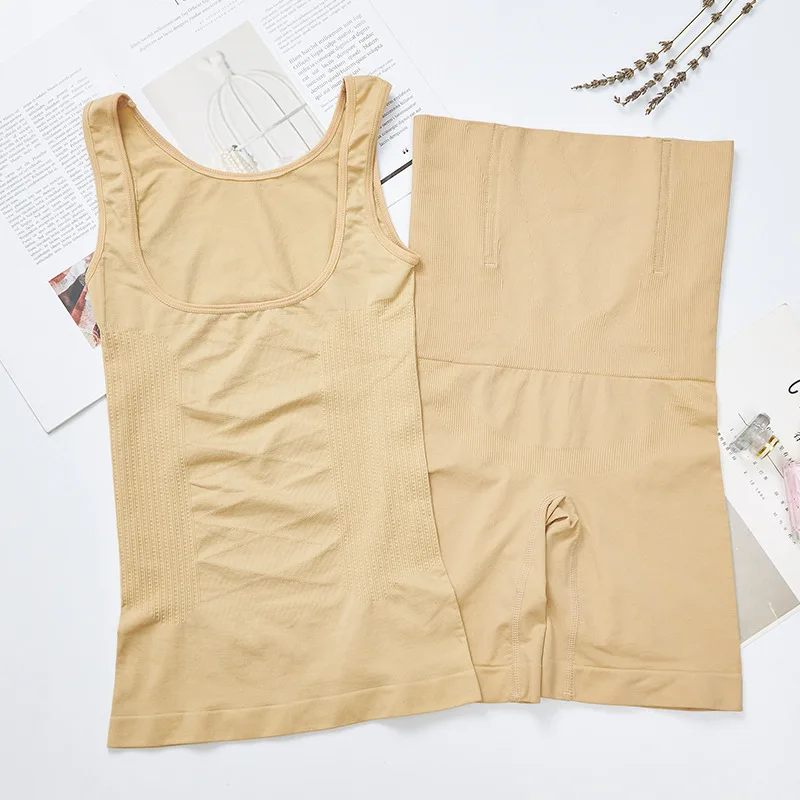 Женский бесшовный костюм для коррекции фигуры бюстгальтер без косточек и шорты с