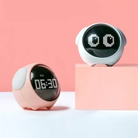 cute expression alarm clock child multifunctional bedside voice control night light snooze chargeable child alarm clock