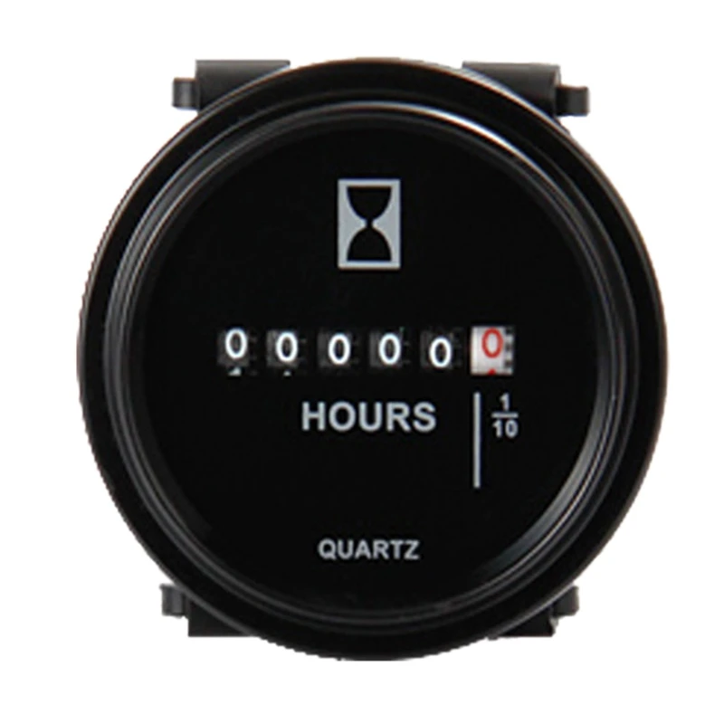 

Snap in Hour Meter Round LCD Hour Meter Quartz Hour Meter DC 6-80V for Fork Cart Boat Tractor Generator Engine Mower