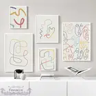Яркая Абстрактная живопись сталкивается с проведенными линиями художественный Принт плакат минималистский Скандинавская Картина на холсте на стену для Декор в гостиную