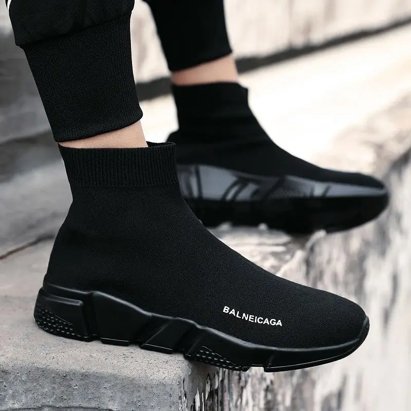 

New Style Canvas Men's Shoes Trend All Season Men's 2019 Leisure Trend Shoes Socks Fly Woven High Top Board Shoes Sneaker