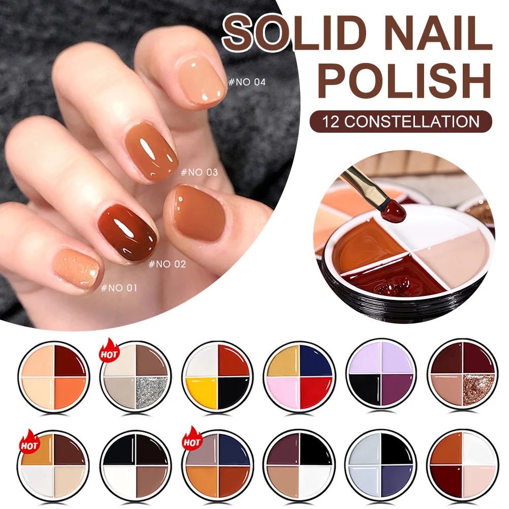 

4 Colors Solid Cream Nail Gel Polish High Pigmented Nail Varnish UV LED Top Base Gel Nail Art Tool Manicure for Home Salon