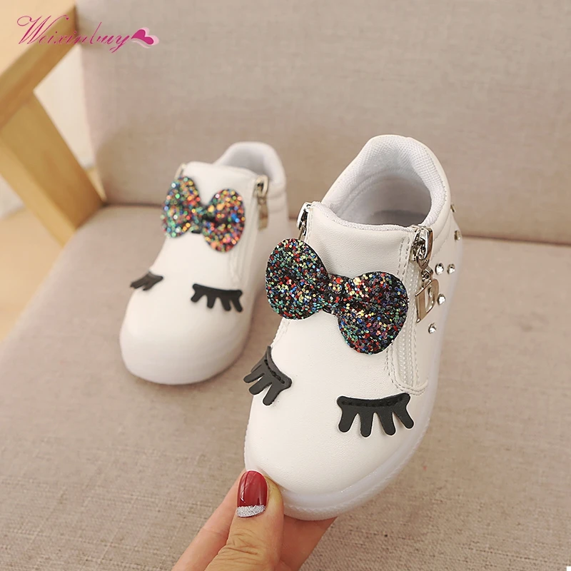 

Kids Baby Shoes Led Glowing Sneakers Children Girl Fashion Luminous Shoes Girls PU Casual Soft-sole Shoes