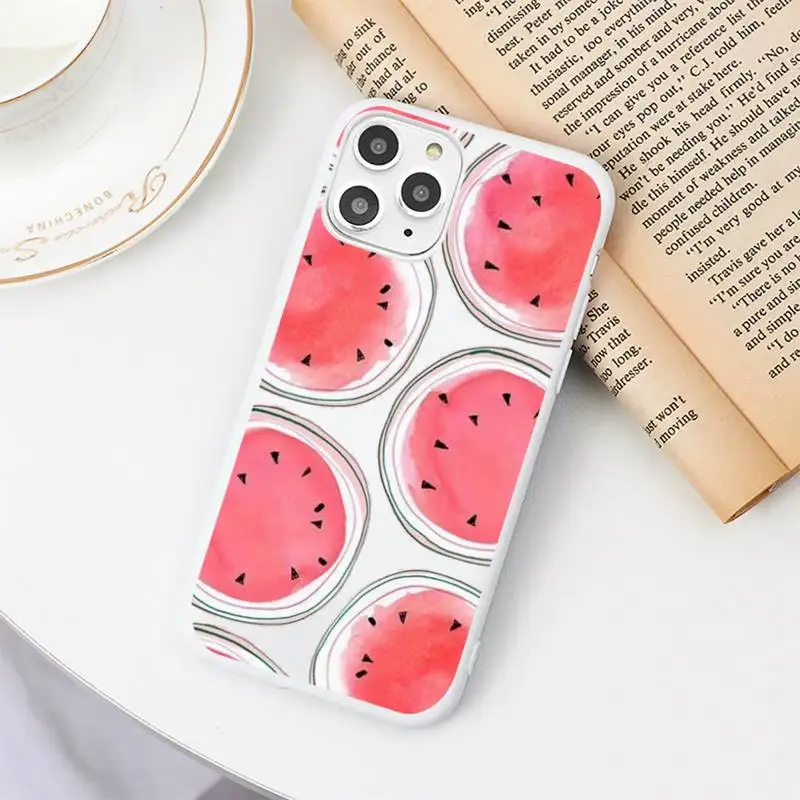 

Summer Fruit Watermelon Lemon Phone Case Candy Color for iPhone 6 7 8 11 12 s mini pro X XS XR MAX Plus