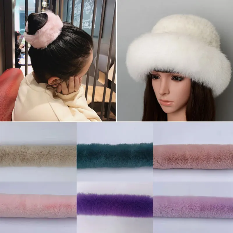 

DIY Fluffy Faux Fur Strips Artificial Rabbit Fur Ribbon Trim Tape For Down Jacket Decor Sewing Coat Hood Clothing Accessories