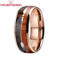 rose gold 8mm double wood arrow inlay tungsten carbide rings for men women wedding band domed polished shiny comfort fit