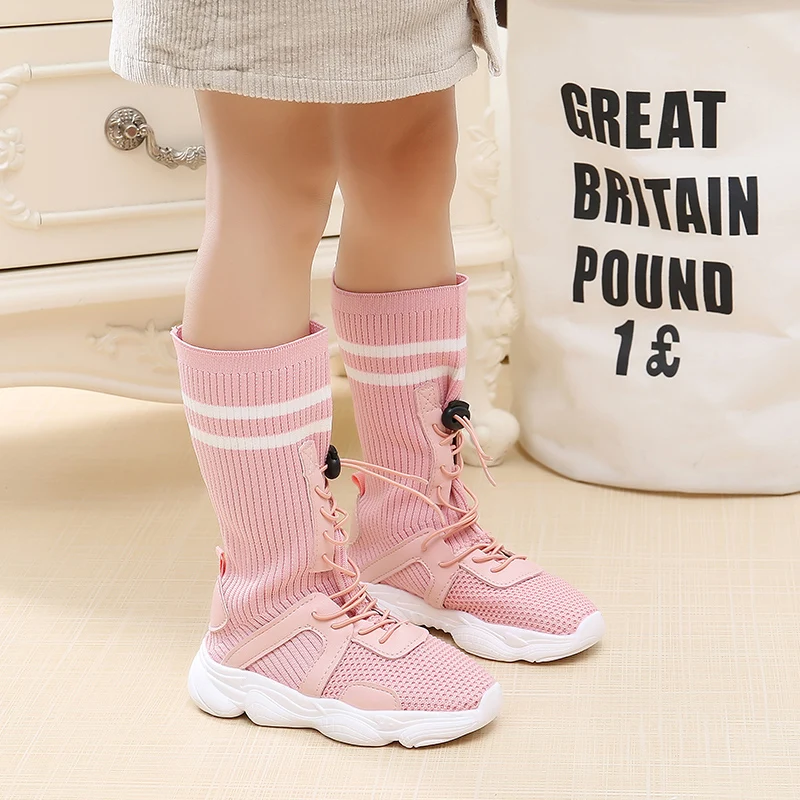 Новинка 2020 детские вязаные ботинки Koovan высокие для девочек Длинные весенне