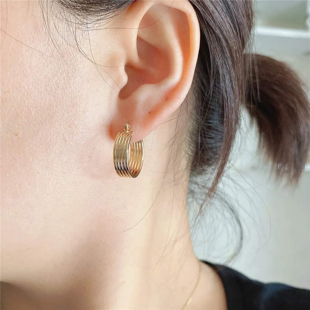 

Gorgeous Gold Color Plating 20mm Diameter 6mm Width Hoop Earrings For Women Girl Dainty Casual Bohemia Chic Trendy Jewelry
