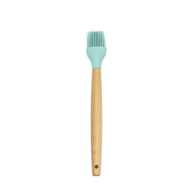 Brush-Blue 9 видов стилей в розницу силиконовые кухонные инструменты силиконовая деревянная ручка ложка лопатка Черпак антипригарная кухонная посуда кухонные приспособления для выпечки - Цвет: Brush-Blue