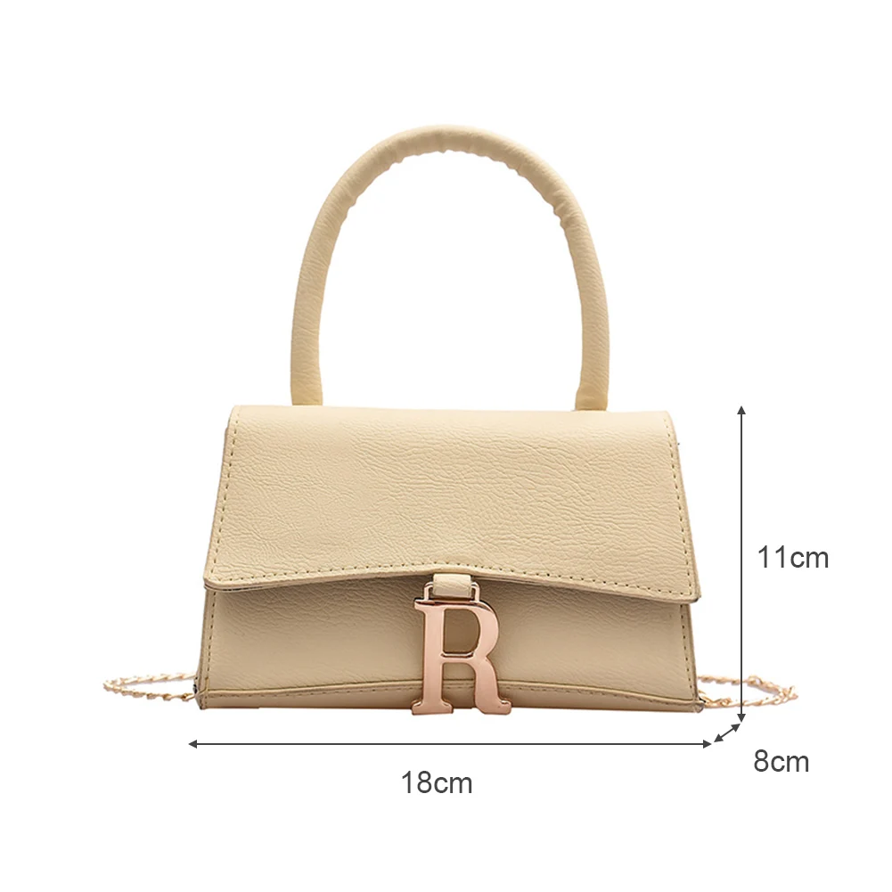 

Women Pure Color Crossbody Top-handle Bags PU Letters Pendant Shoulder Pouch Youth Ladies Simple Versatile Bag