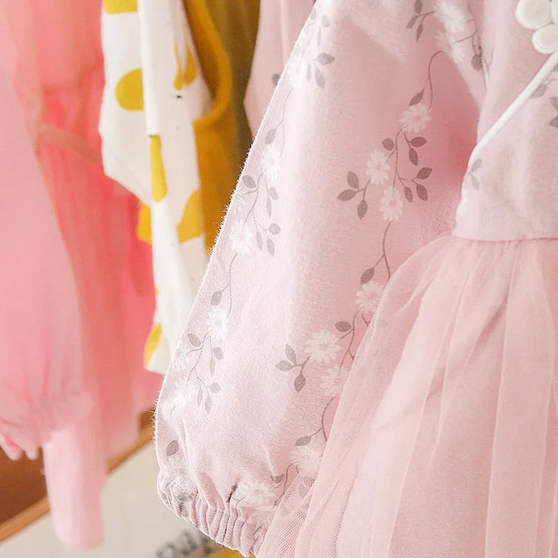 Китайское милое платье Ципао для маленьких девочек Летнее пляжное с рисунком