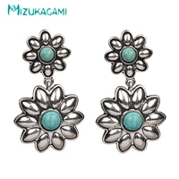 orecchini pendientes mujer retro flowers concho drop earrings zinc alloy material for women elegant design jewelry wholesale