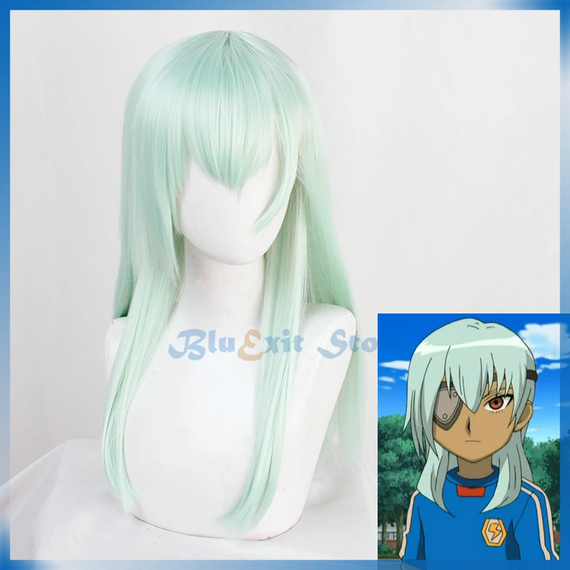 

Anime Inazuma Eleven Go Cosplay Wig Jiro Sakuma Wig Long Straight Hair Light Green Synthetic Hair