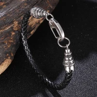 new stainless steel leather chain lobster clasp bracelets hand men bangles jewelry 2022 bb1096