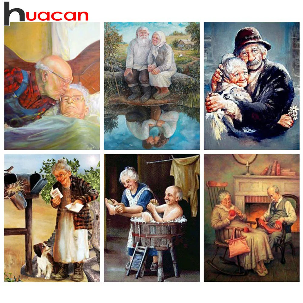 Алмазная картина «сделай сам» Huacan, вышивка для пар, бабушки, дедушки, мозаика для влюбленных, домашний декор, наклейка на стену