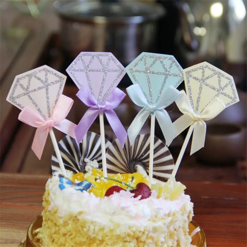 5 шт./лот розовые фиолетовые алмазные блестящие топперы для кексов вставки торта