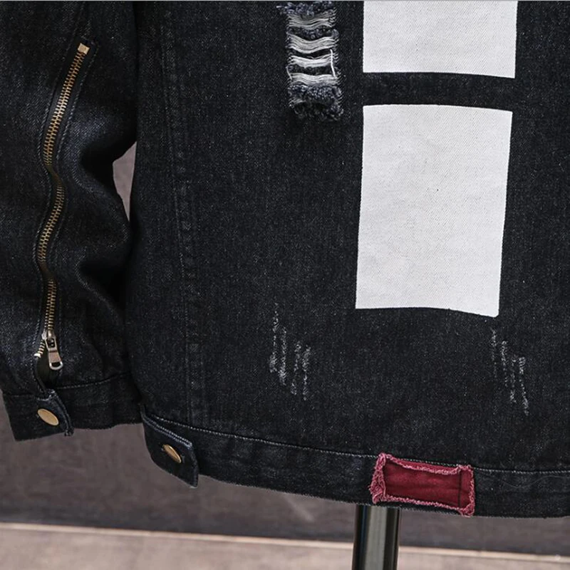 

Fall 2020 New Men's Large Size Student Denim Jacket Jacket Men's Fashion Loose Casual Perforated Jacket